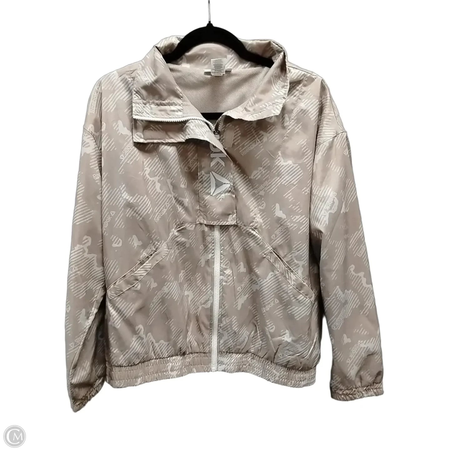 Athletic Jacket By Reebok In Tan, Size: S