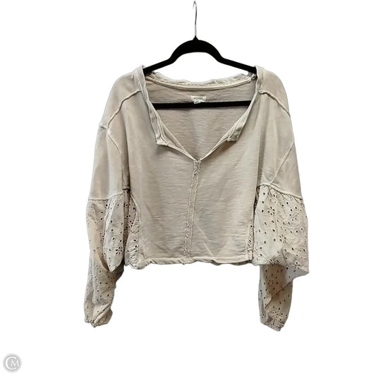 Top Long Sleeve By Pilcro In Beige, Size: L