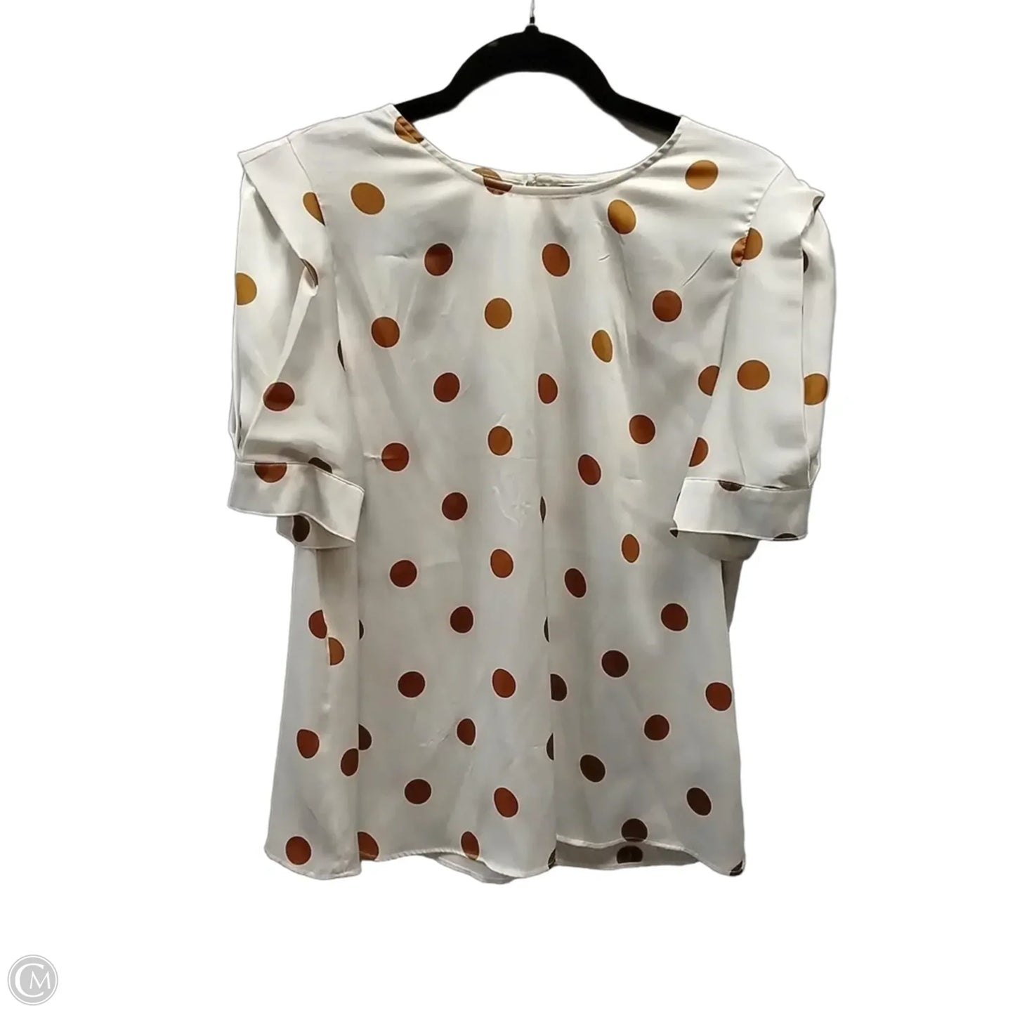 Blouse Short Sleeve By Worthington In Polkadot Pattern, Size: L
