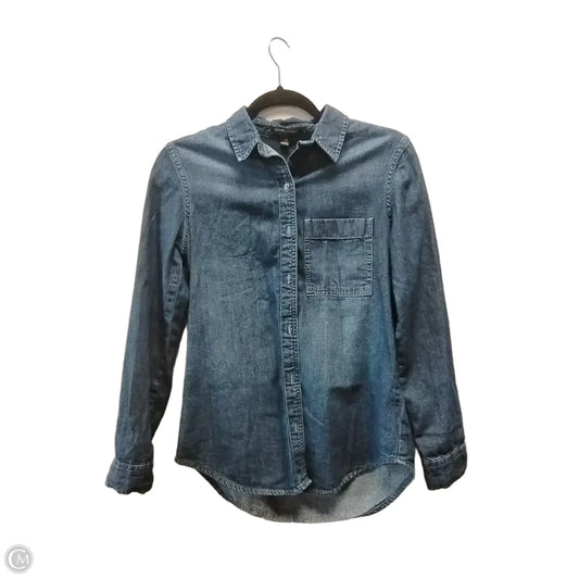 Top Long Sleeve By Banana Republic In Blue Denim, Size: Xs