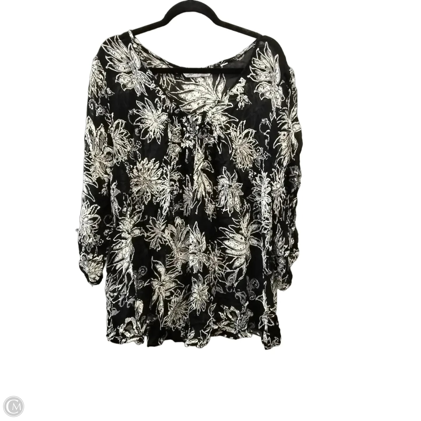 Blouse Long Sleeve By Avenue In Black, Size: Xl