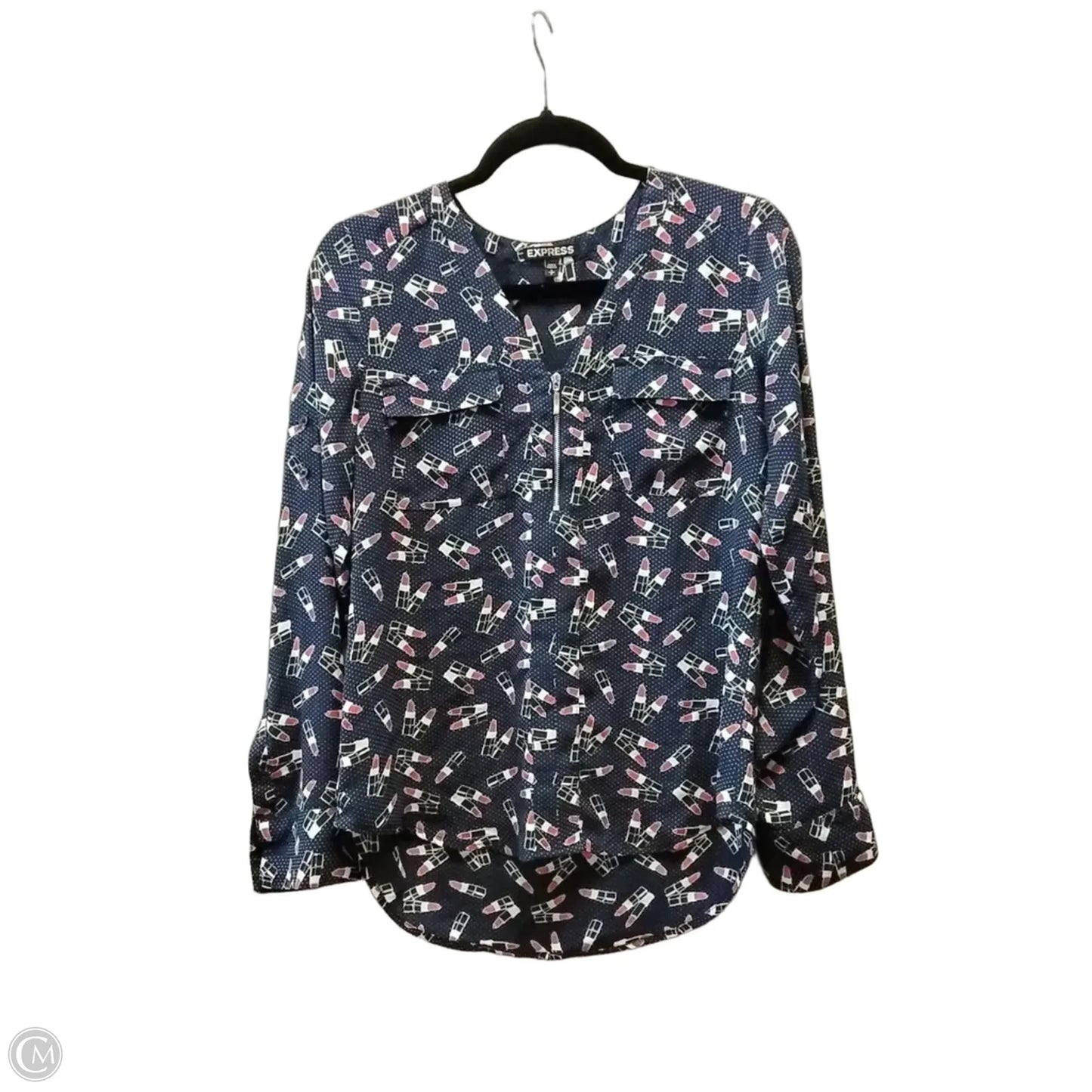 Top Long Sleeve By Liverpool In Blue, Size: M