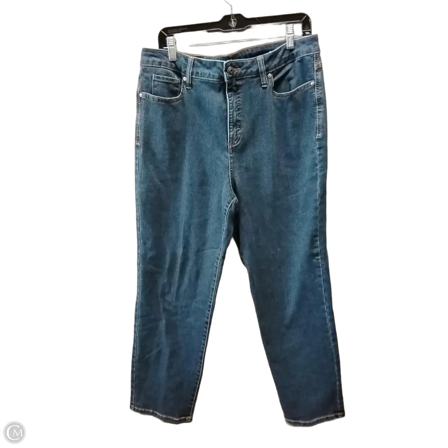 Jeans Straight By Susan Graver In Blue Denim, Size: 16