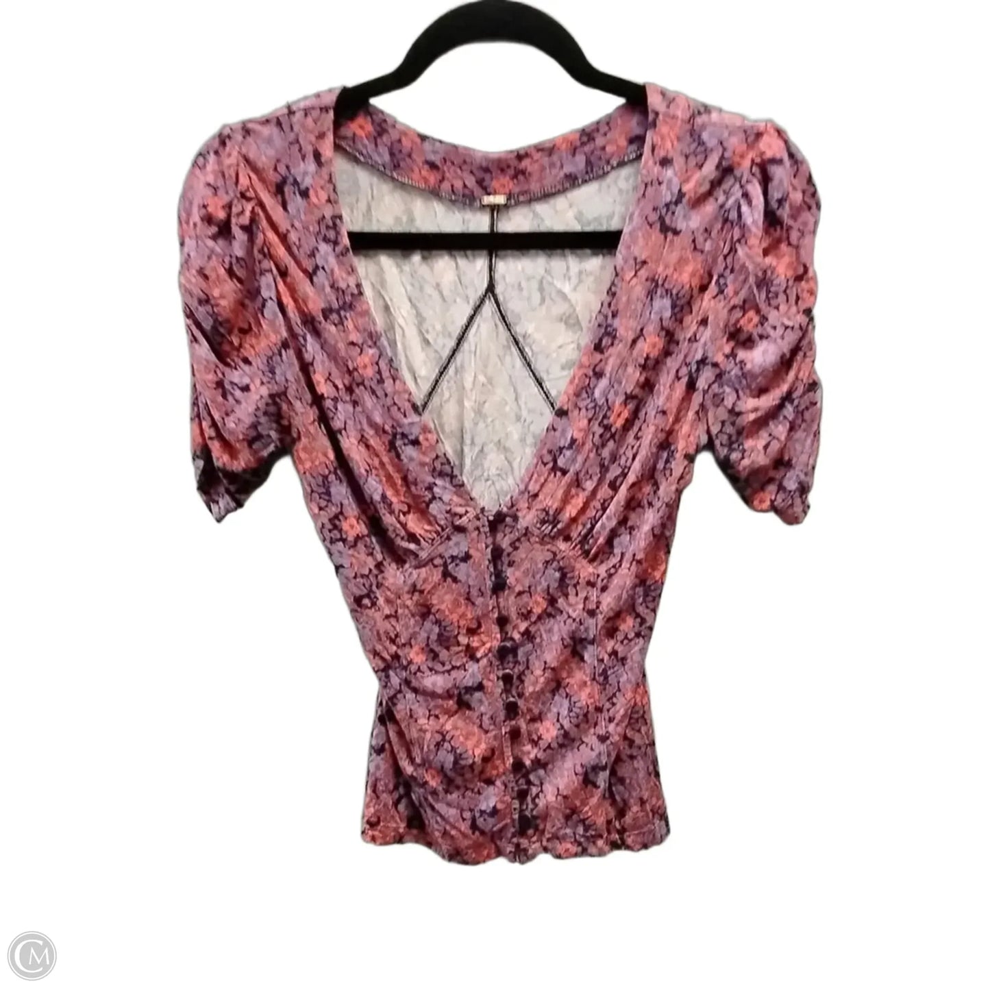 Top Short Sleeve By Free People In Floral Print, Size: M