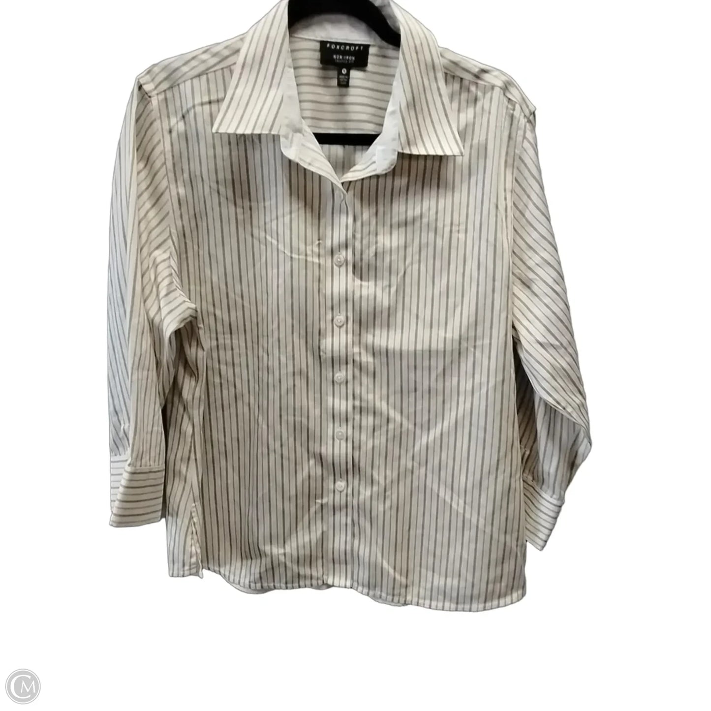 Top Long Sleeve By Foxcroft In Striped Pattern, Size: 16
