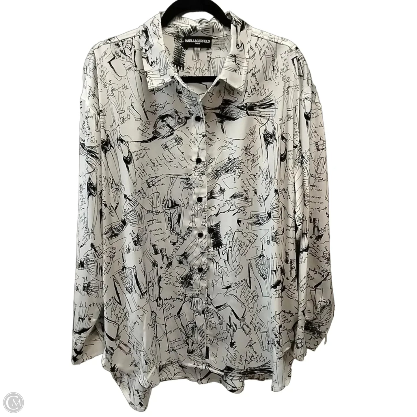 Top Long Sleeve Designer By Karl Lagerfeld In White, Size: Xl