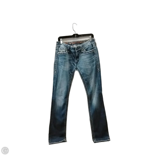 Jeans Straight By Rock Revival In Blue Denim, Size: 12