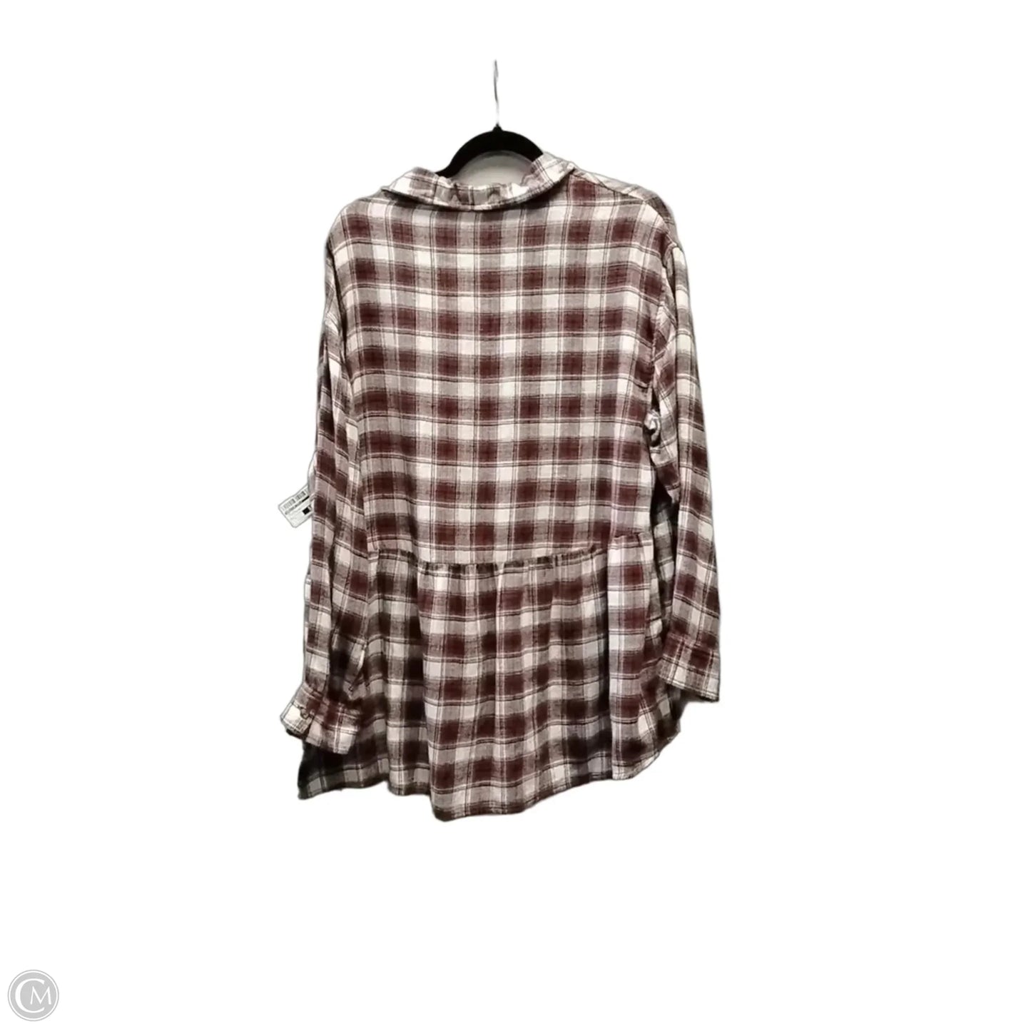 Top Long Sleeve By American Eagle In Plaid Pattern, Size: L