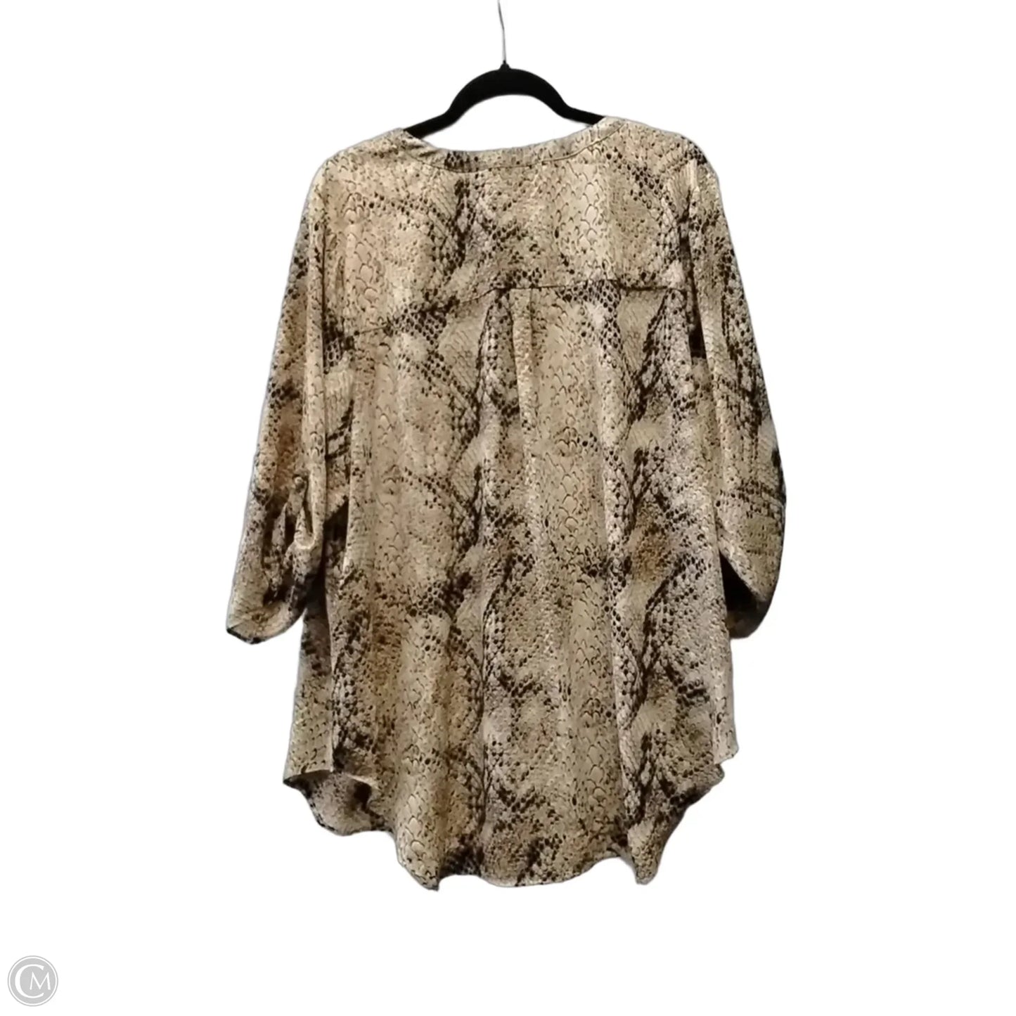 Blouse Long Sleeve By Worthington In Brown, Size: 2x