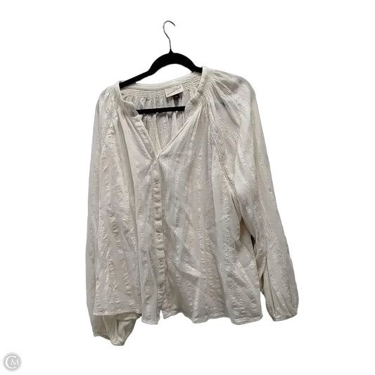 Blouse Long Sleeve By Universal Thread In Ivory, Size: Xxl