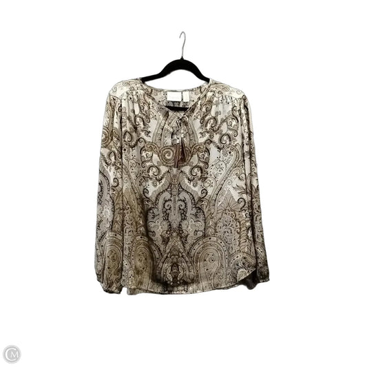 Blouse Long Sleeve By Chicos In Paisley Print, Size: M