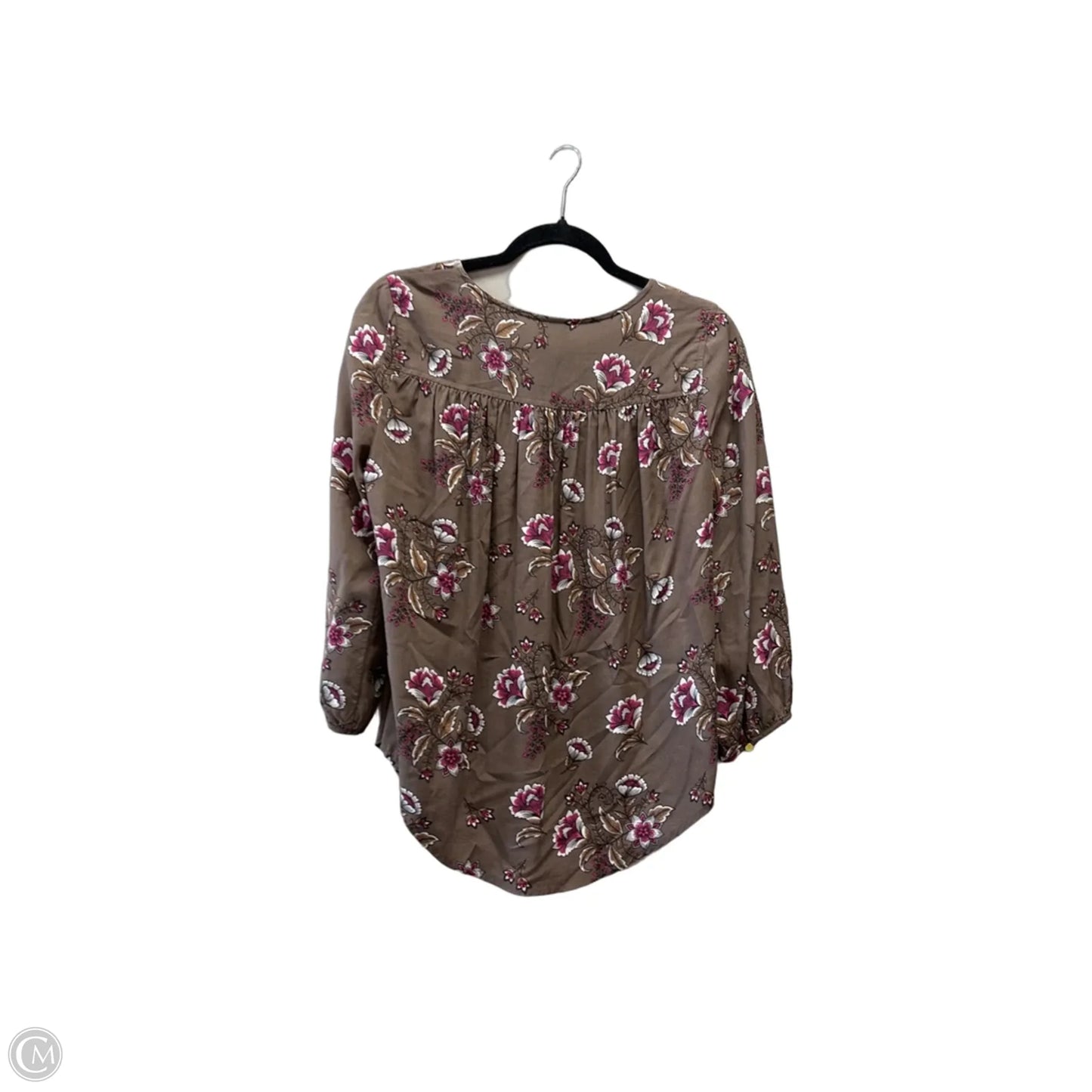 Blouse Long Sleeve By St Johns Bay In Brown, Size: M