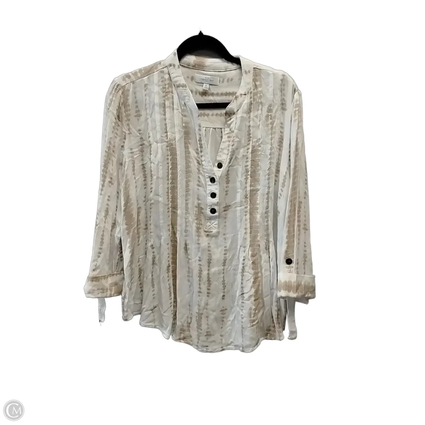 Blouse Long Sleeve By New Directions In White, Size: Xl