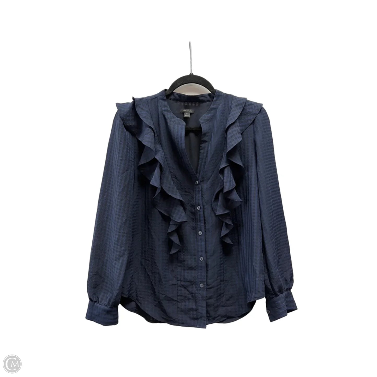Blouse Long Sleeve By Ann Taylor In Blue, Size: Xs