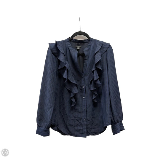 Blouse Long Sleeve By Ann Taylor In Blue, Size: Xs