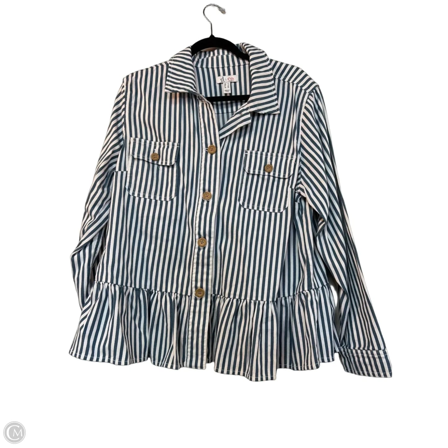 Jacket Denim By D&co. In Striped Pattern, Size: L