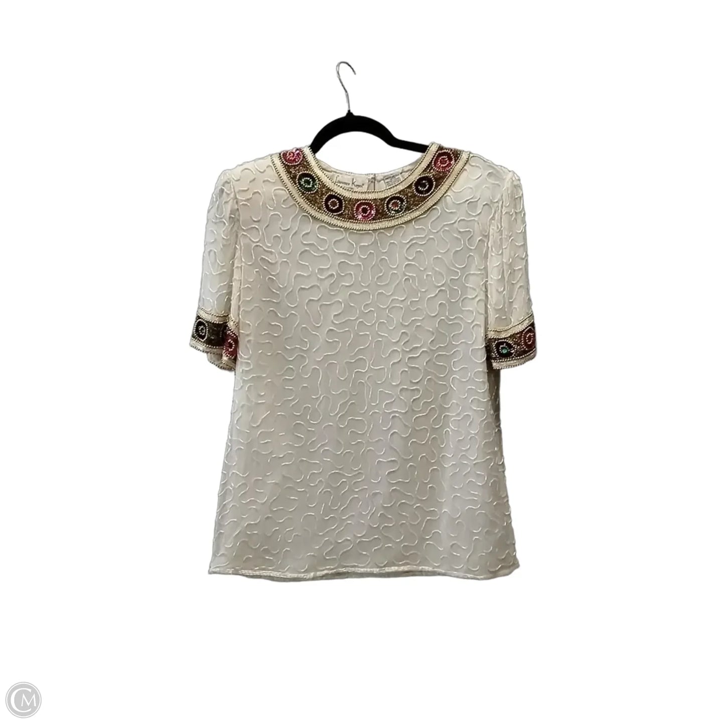 Blouse Short Sleeve By Clothes Mentor In White, Size: S