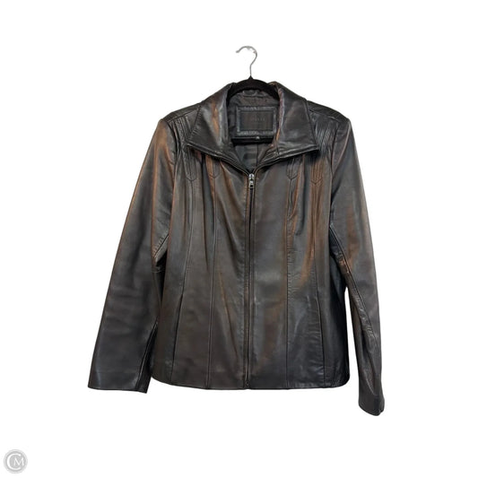 Jacket Leather By Clothes Mentor In Black, Size: L