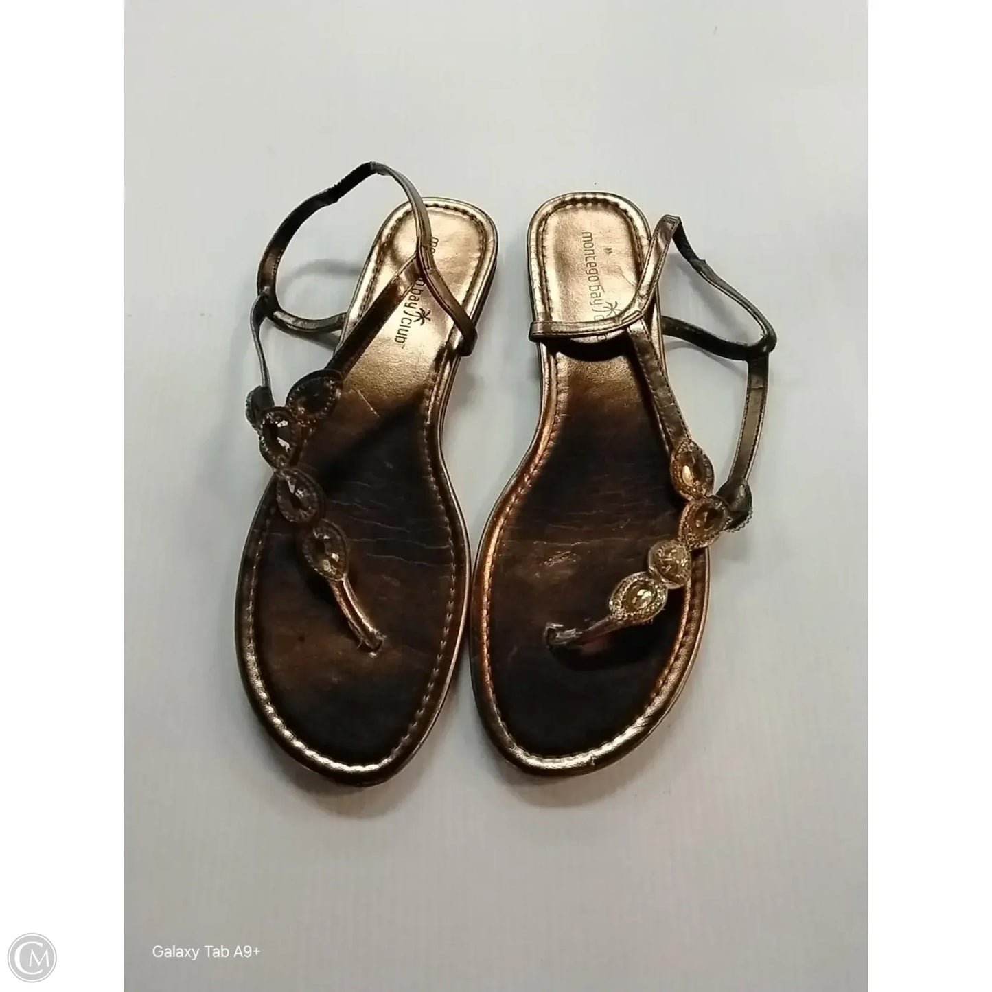 Sandals Flip Flops By Montego Bay In Bronze, Size: 12