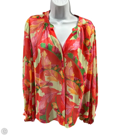 Blouse Long Sleeve By Chicos In Floral Print, Size: L