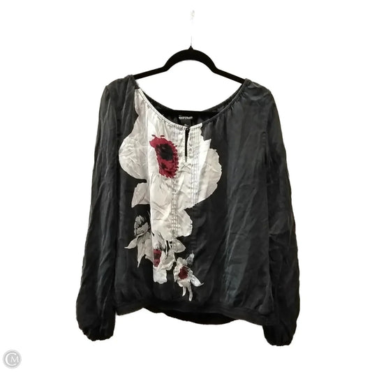 Blouse Long Sleeve By White House Black Market In Floral Print, Size: Xl