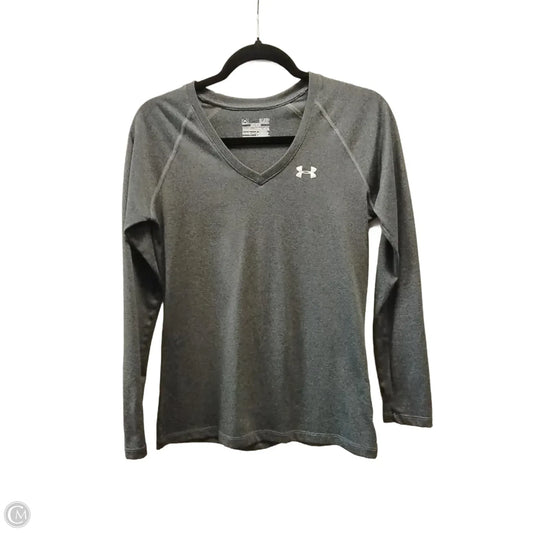 Athletic Top Long Sleeve Collar By Under Armour In Grey, Size: Sp