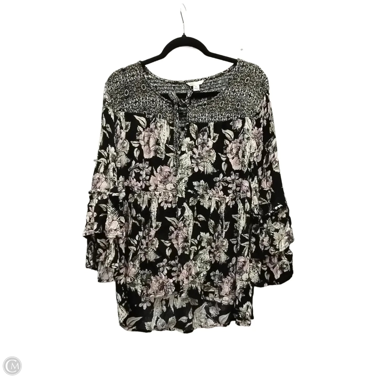 Blouse Long Sleeve By Cato In Floral Print, Size: Xl