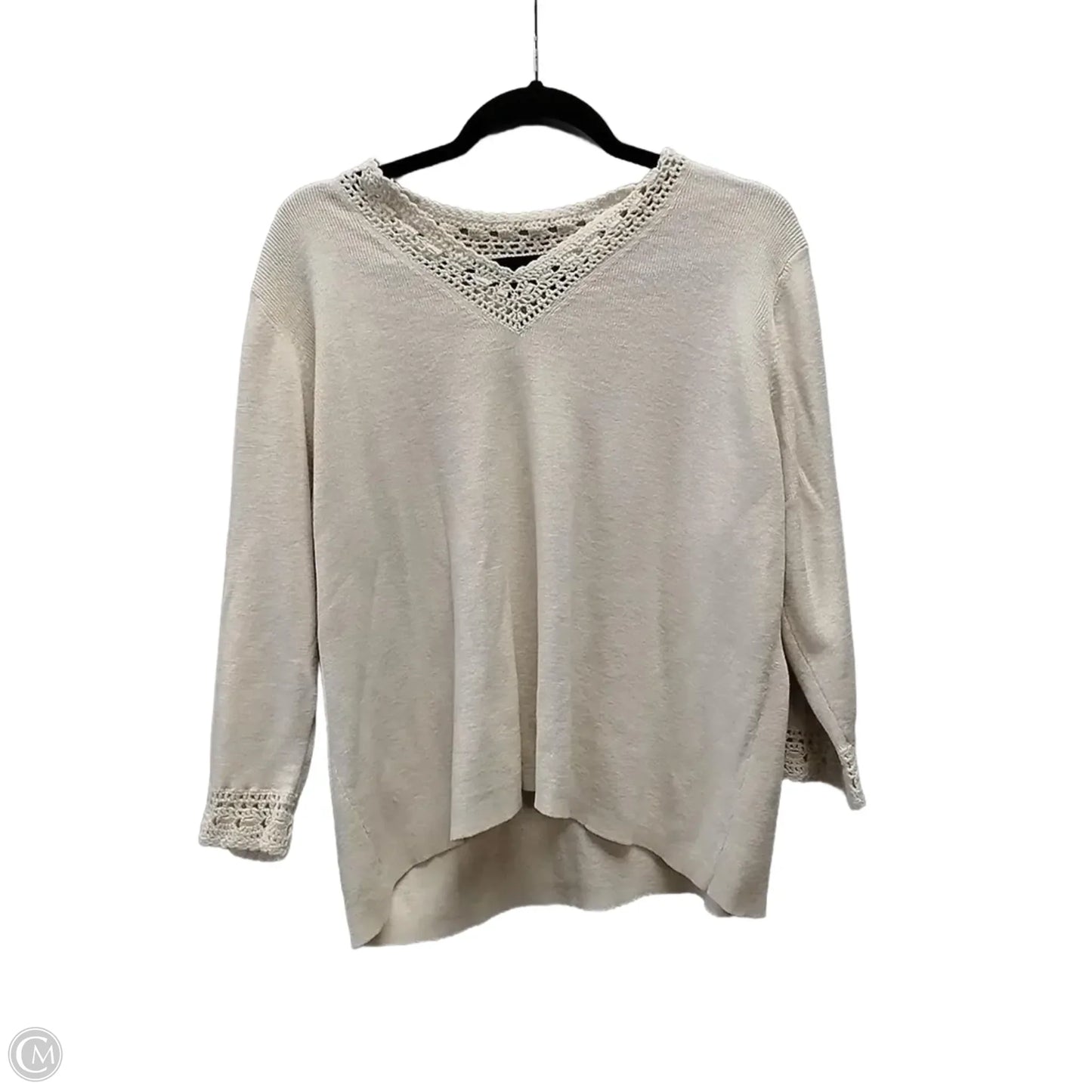 Top Long Sleeve By Sag Harbor In Cream, Size: 1x