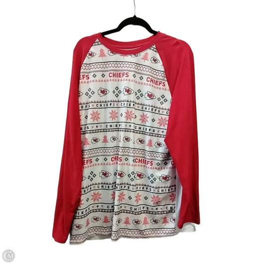 Top Long Sleeve By Nfl In Red & White, Size: L