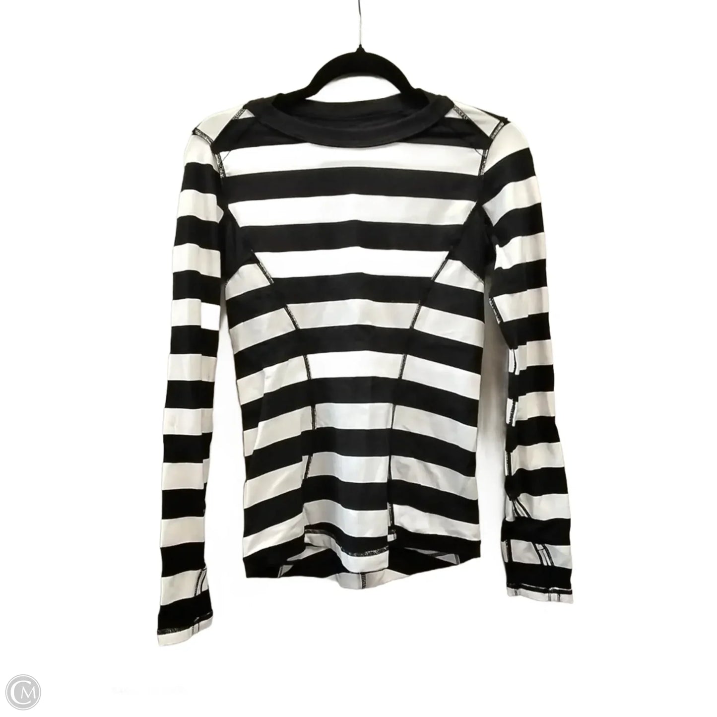 Athletic Top Long Sleeve Collar By Lululemon In Striped Pattern, Size: Xl