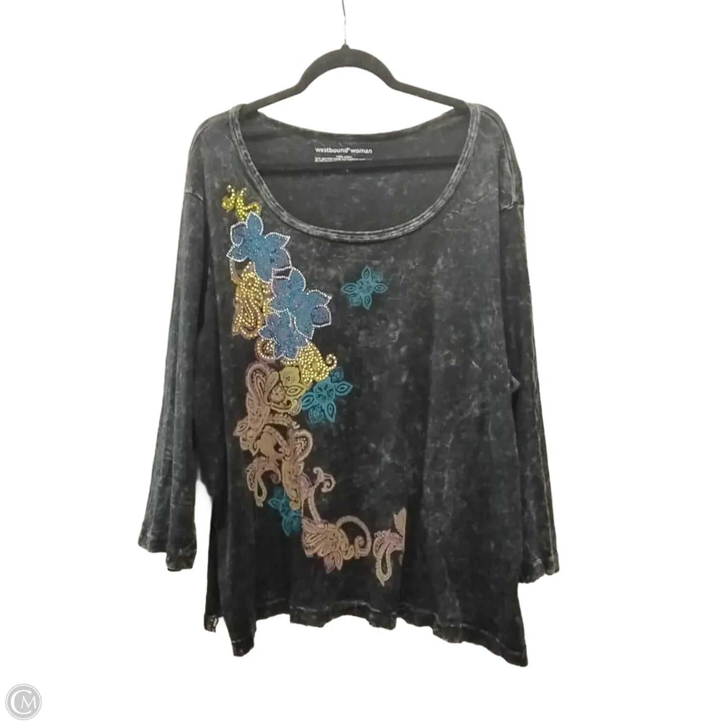 Top 3/4 Sleeve By West Bound In Black, Size: 2x