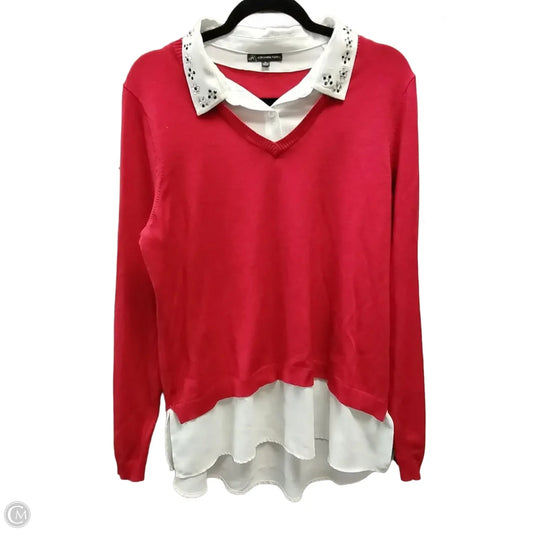 Top Long Sleeve By Adrianna Papell In Red, Size: Xl