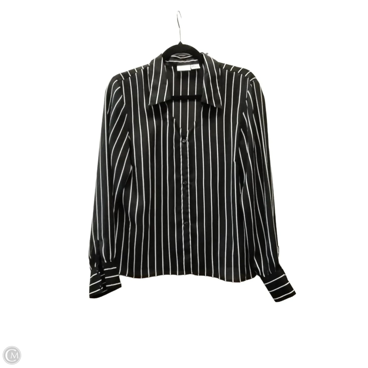 Blouse Long Sleeve By Newport News In Striped Pattern, Size: L