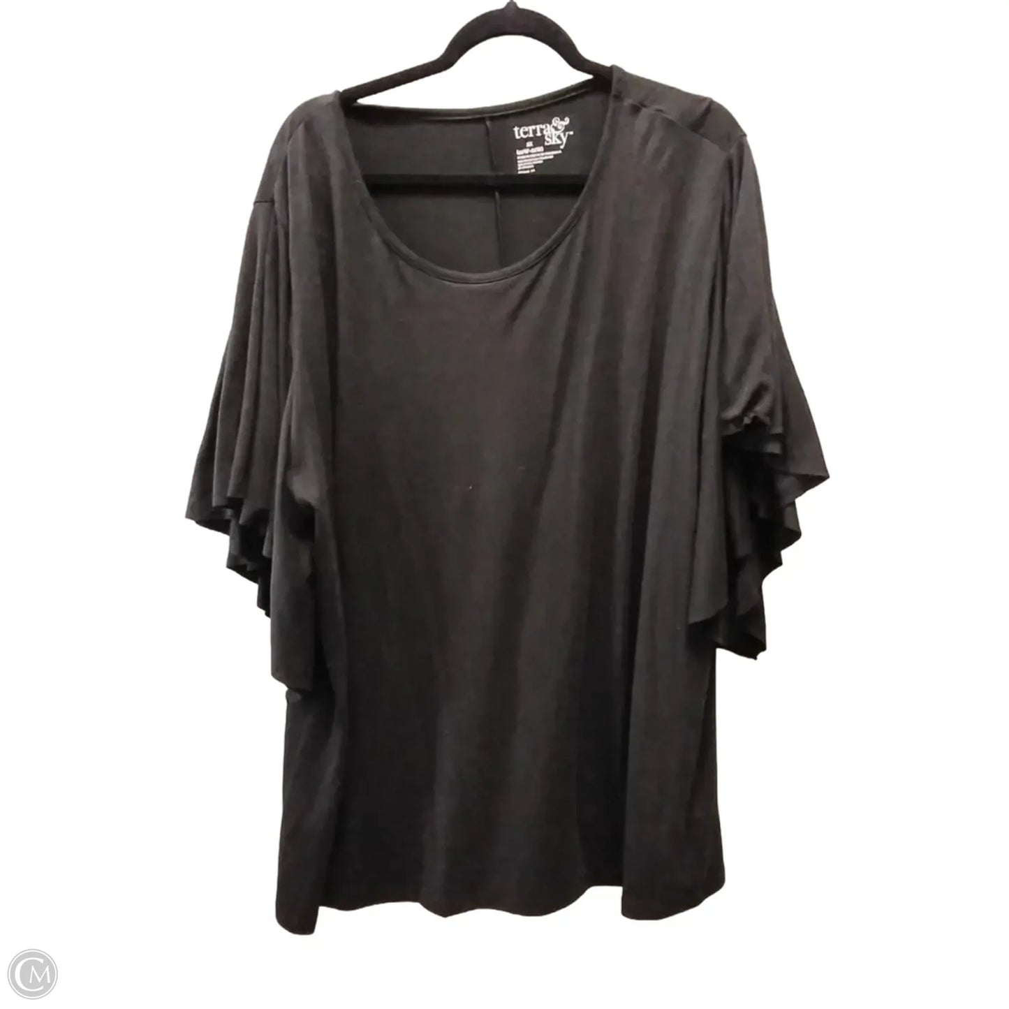 Top Short Sleeve By Terra & Sky In Black, Size: 2x