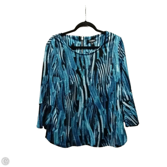 Top Long Sleeve By Roz And Ali In Blue, Size: L