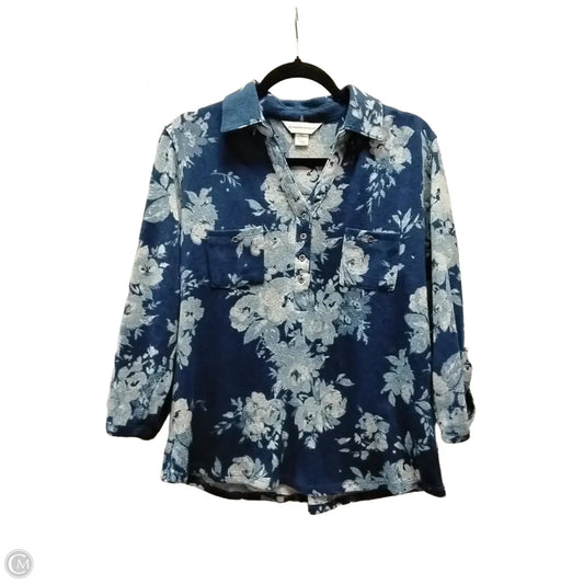 Top Long Sleeve By Christopher And Banks In Blue, Size: L
