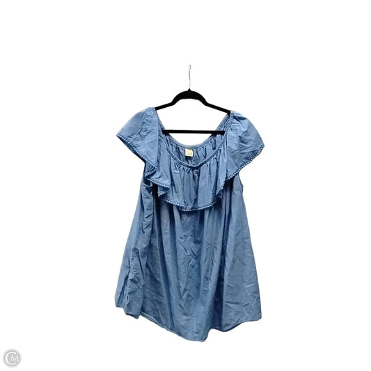Blouse Short Sleeve By Faded Glory In Blue, Size: 4x