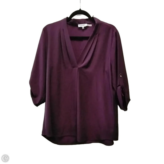 Blouse Long Sleeve By Calvin Klein In Purple, Size: L