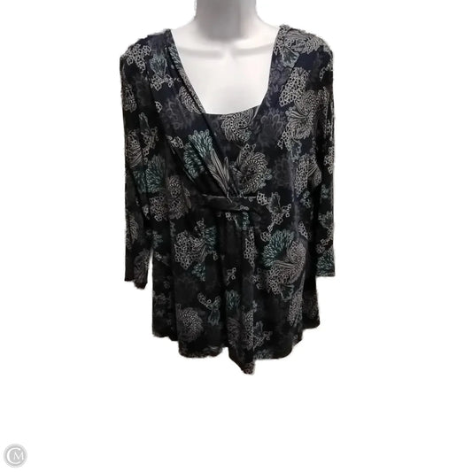 Blouse Long Sleeve By Croft And Barrow In Blue, Size: 1x