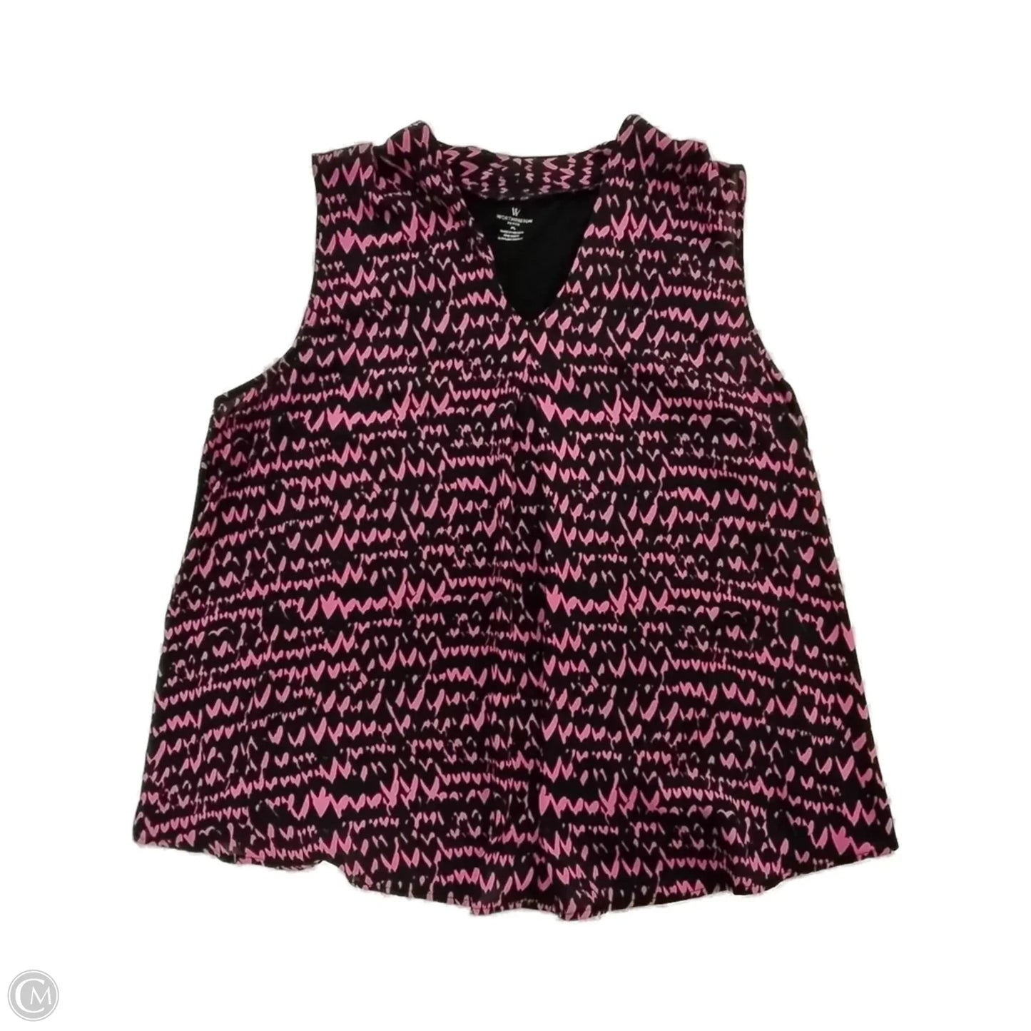 Blouse Sleeveless By Worthington In Black & Pink, Size: Lp