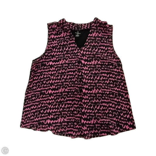 Blouse Sleeveless By Worthington In Black & Pink, Size: Lp