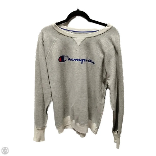 Athletic Top Long Sleeve Crewneck By Champion In Grey, Size: Xl