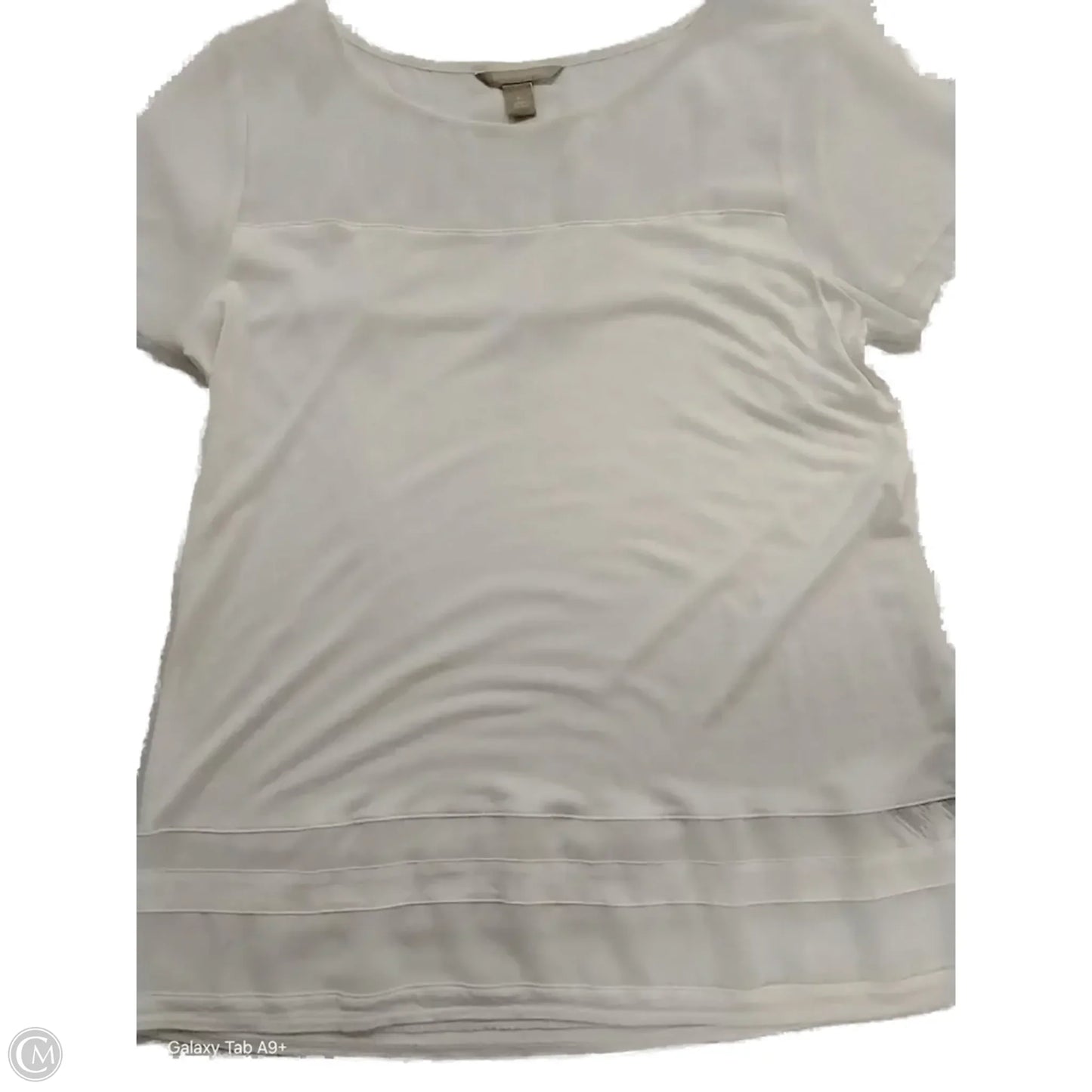 Blouse Short Sleeve By Banana Republic In White, Size: L