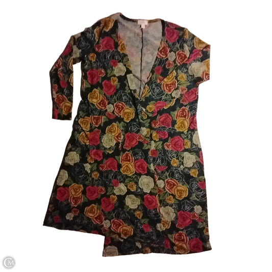 Sweater Cardigan By Lularoe In Floral Print, Size: M