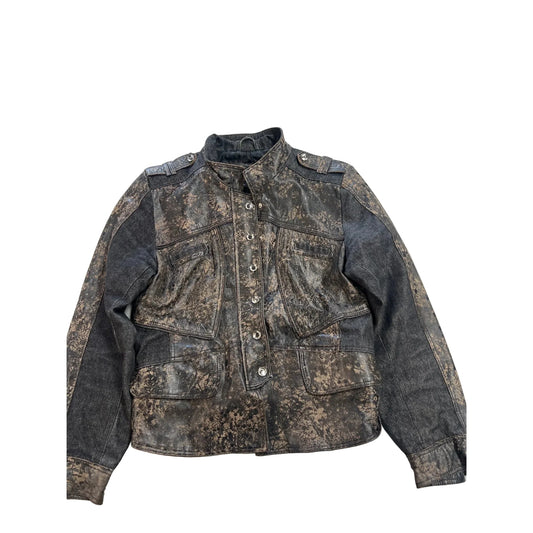 Jacket Moto Leather By Cmc In Brown, Size: L