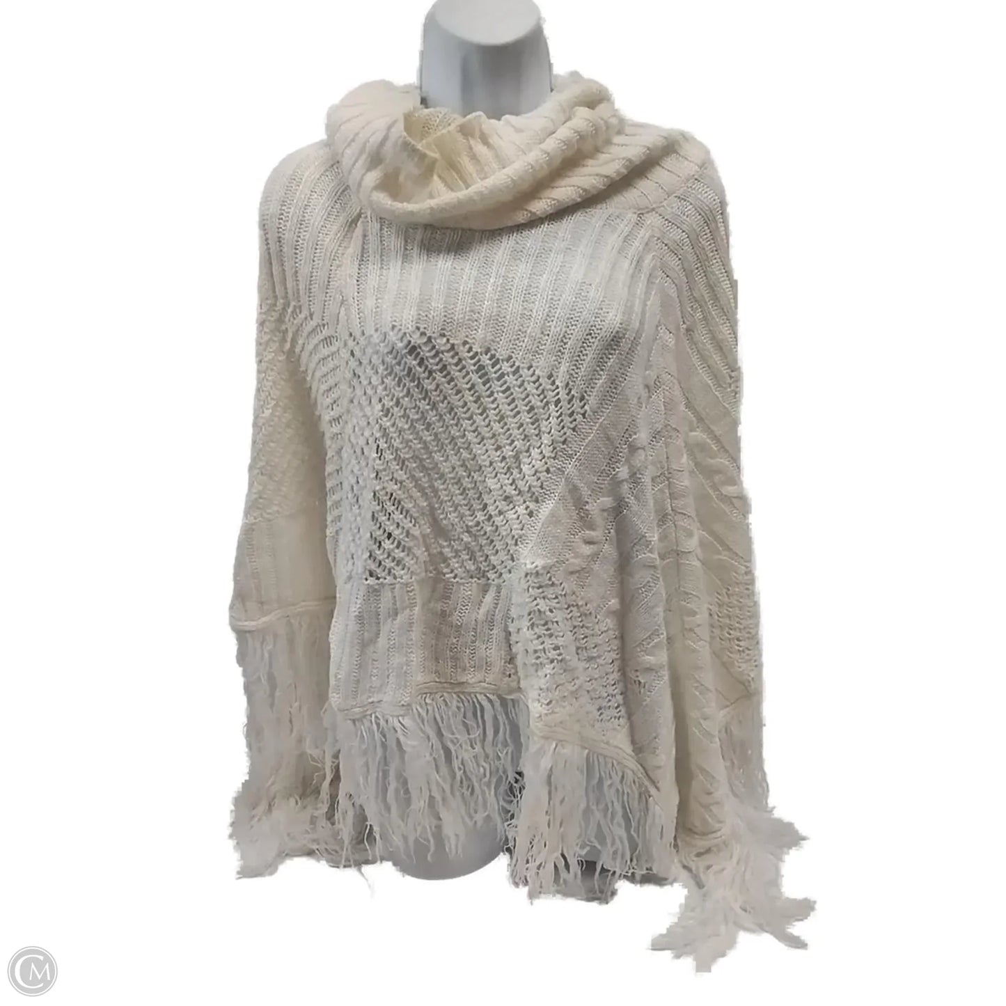 Poncho By One World In White, Size: 1x