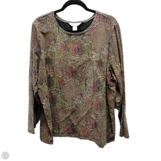 Top Long Sleeve By Cj Banks In Brown, Size: 2x