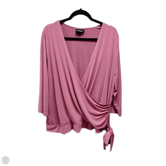 Top Short Sleeve By Apt 9 In Brown & Pink, Size: 2x