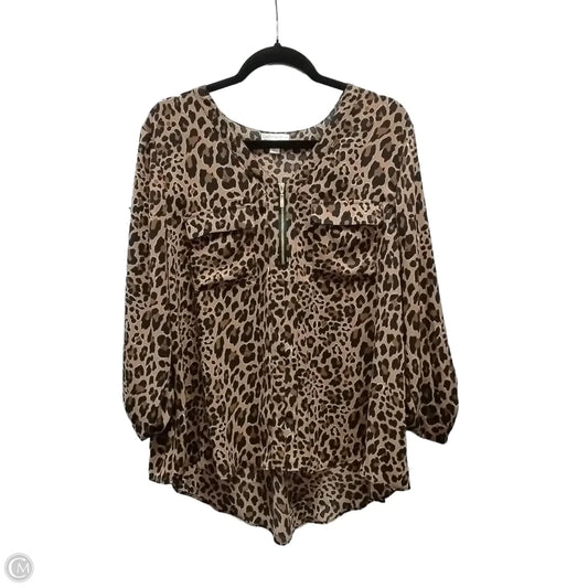 Top Long Sleeve By Cato In Animal Print, Size: Xl
