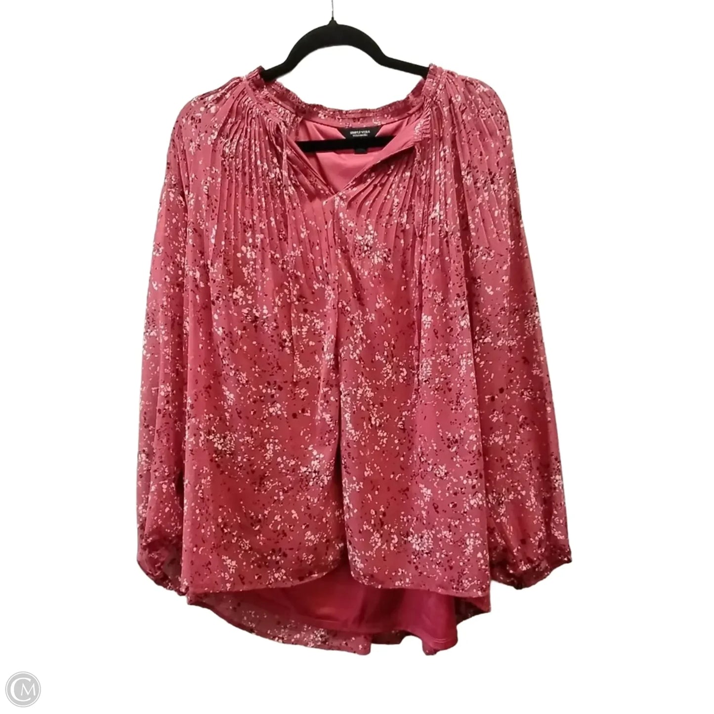 Blouse Long Sleeve By Simply Vera In Red, Size: Xxl